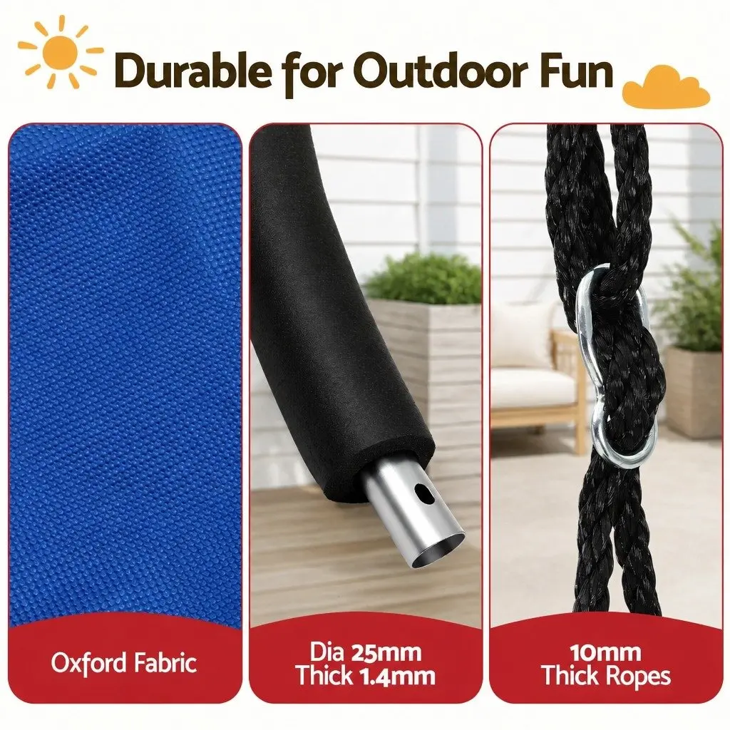 Outdoor Tree Swing Multicolour 150cm Oval Platform Adjustable Ropes Heavy-Duty Suspension Straps