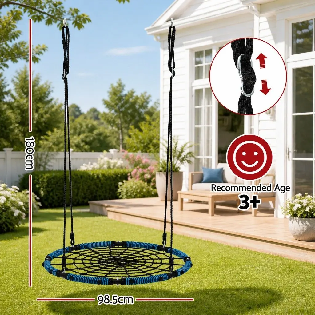 Hammock Tree Swing Blue 98.5cm Oval Platform Steel Frame with Foam Padding