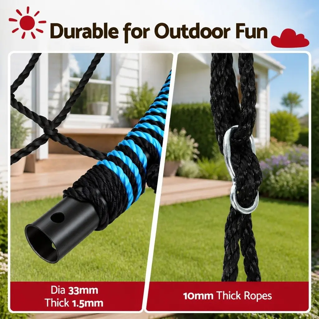Hammock Tree Swing Blue 98.5cm Oval Platform Steel Frame with Foam Padding