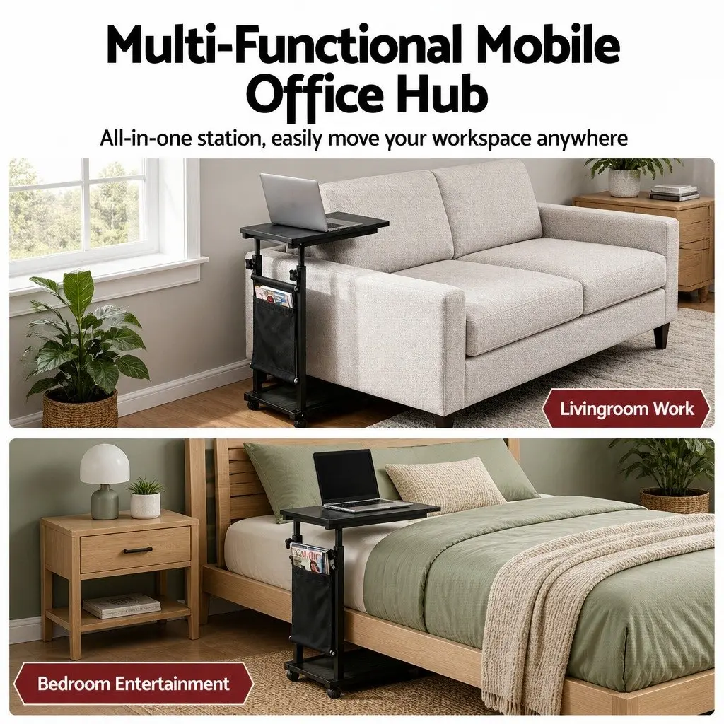 Mobile Laptop Desk Height Adjustable Workstation Portable Computer Table 48CM