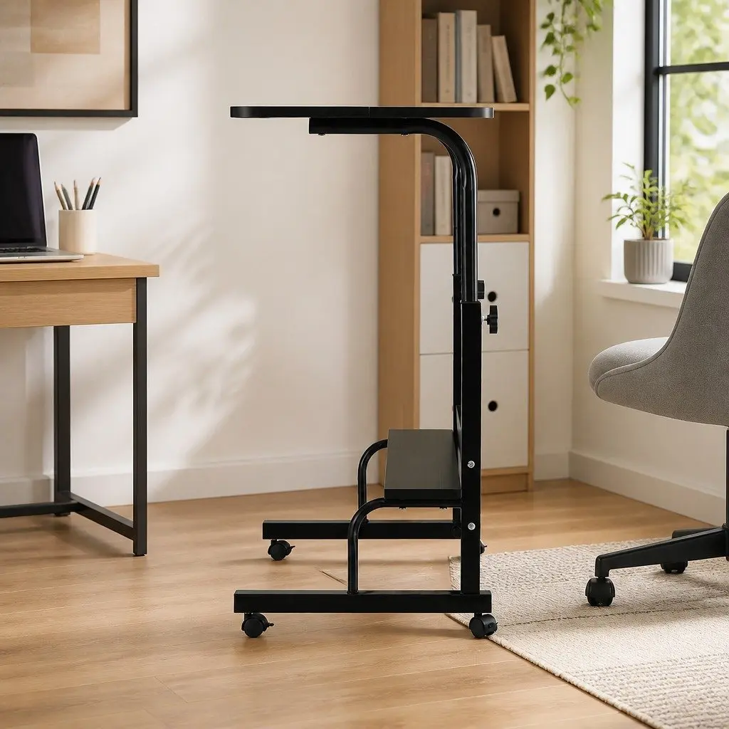 Laptop Stand Black 80CM Height Adjustable Portable Mobile Desk