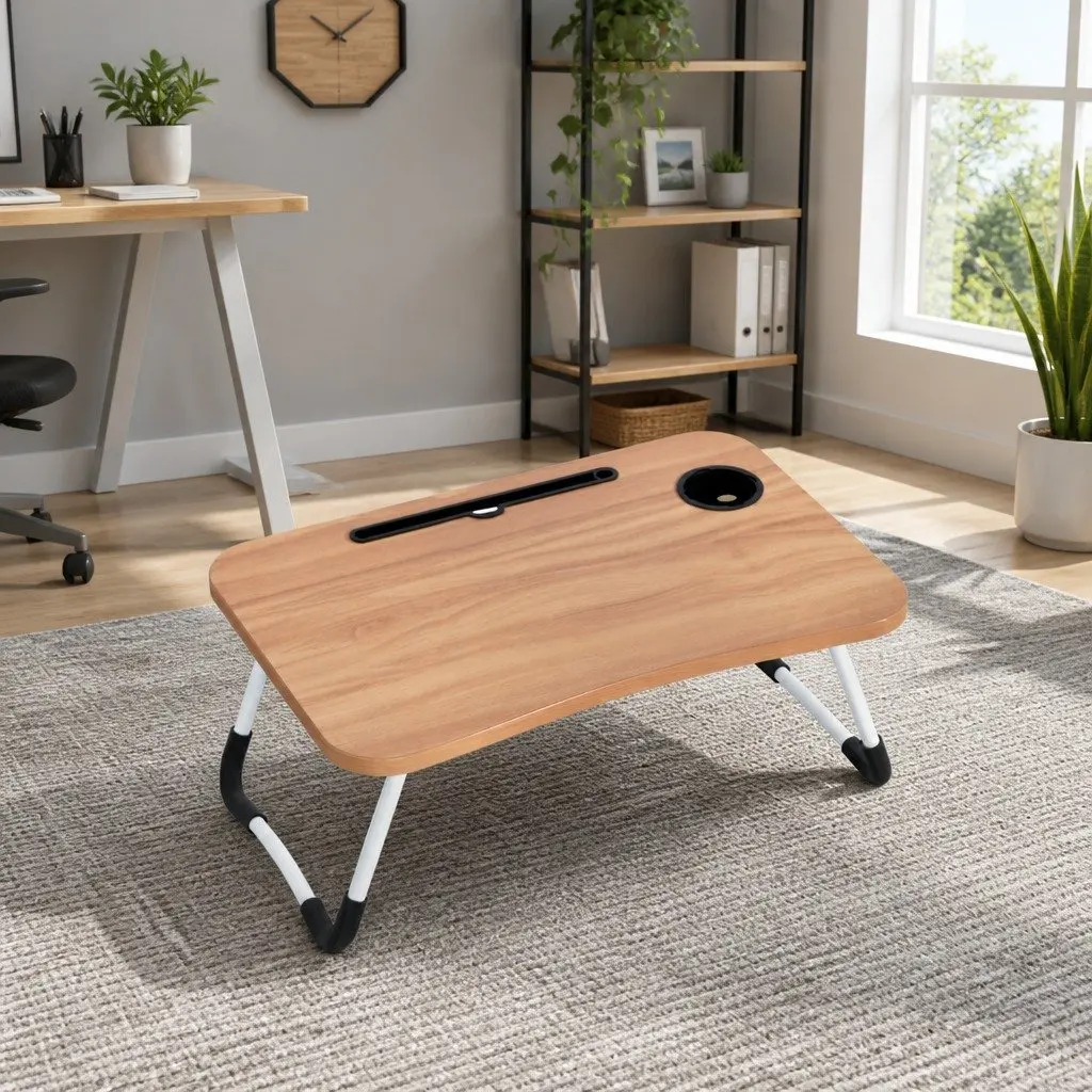 Laptop Desk Pine Foldable Portable Adjustable Non-slip Steel Frame
