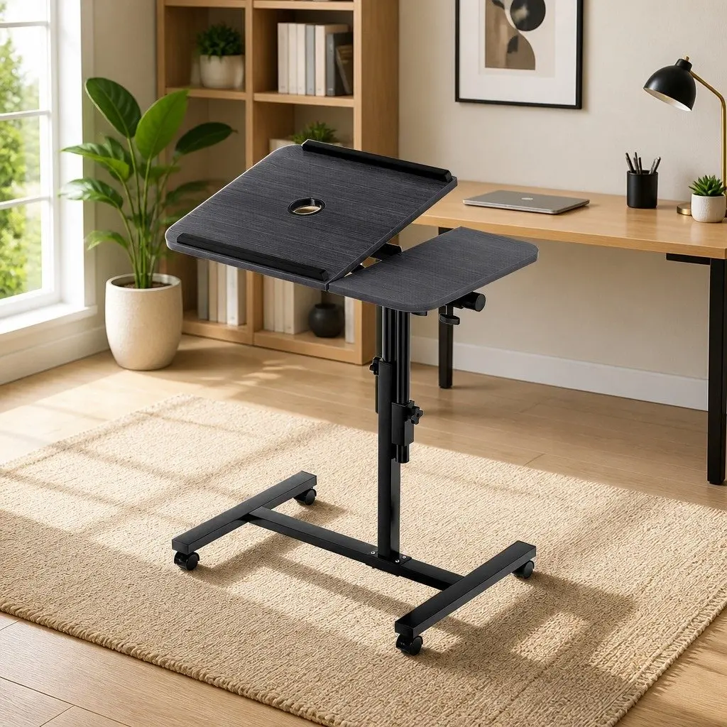 Laptop Stand Black 60cm Adjustable Swivel Tilting with USB Fan