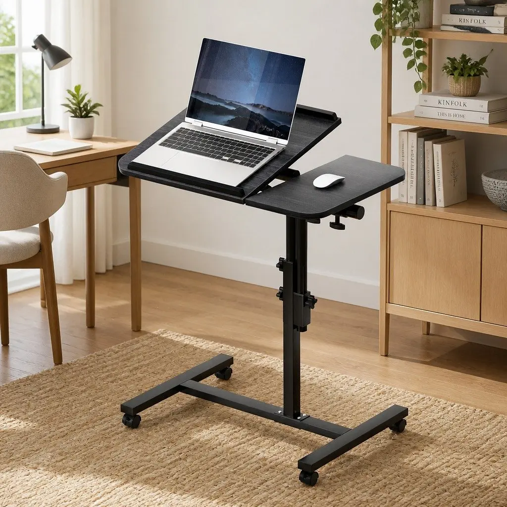Laptop Stand Black 60cm Adjustable Swivel Tilting with USB Fan