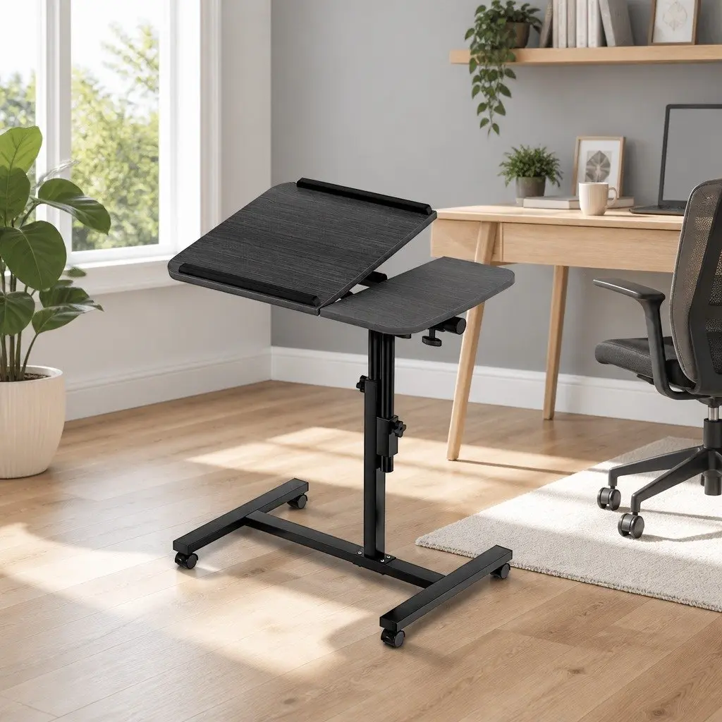 Laptop Stand Black 60CM Adjustable Height Rotating Tilting with Caster