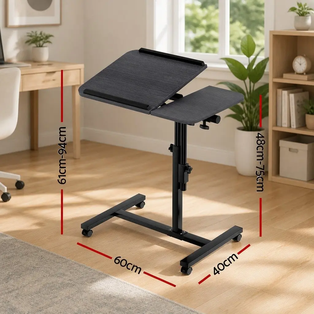 Laptop Stand Black 60CM Adjustable Height Rotating Tilting with Caster