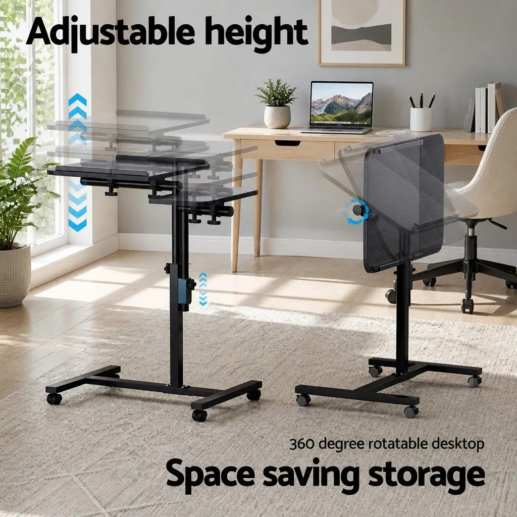Laptop Stand Black 60CM Adjustable Height Rotating Tilting with Caster