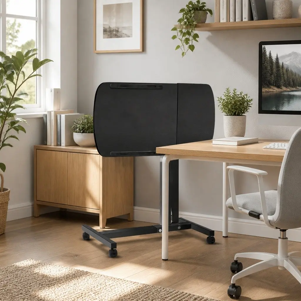 Laptop Stand Black 60CM Adjustable Height Rotating Tilting with Caster