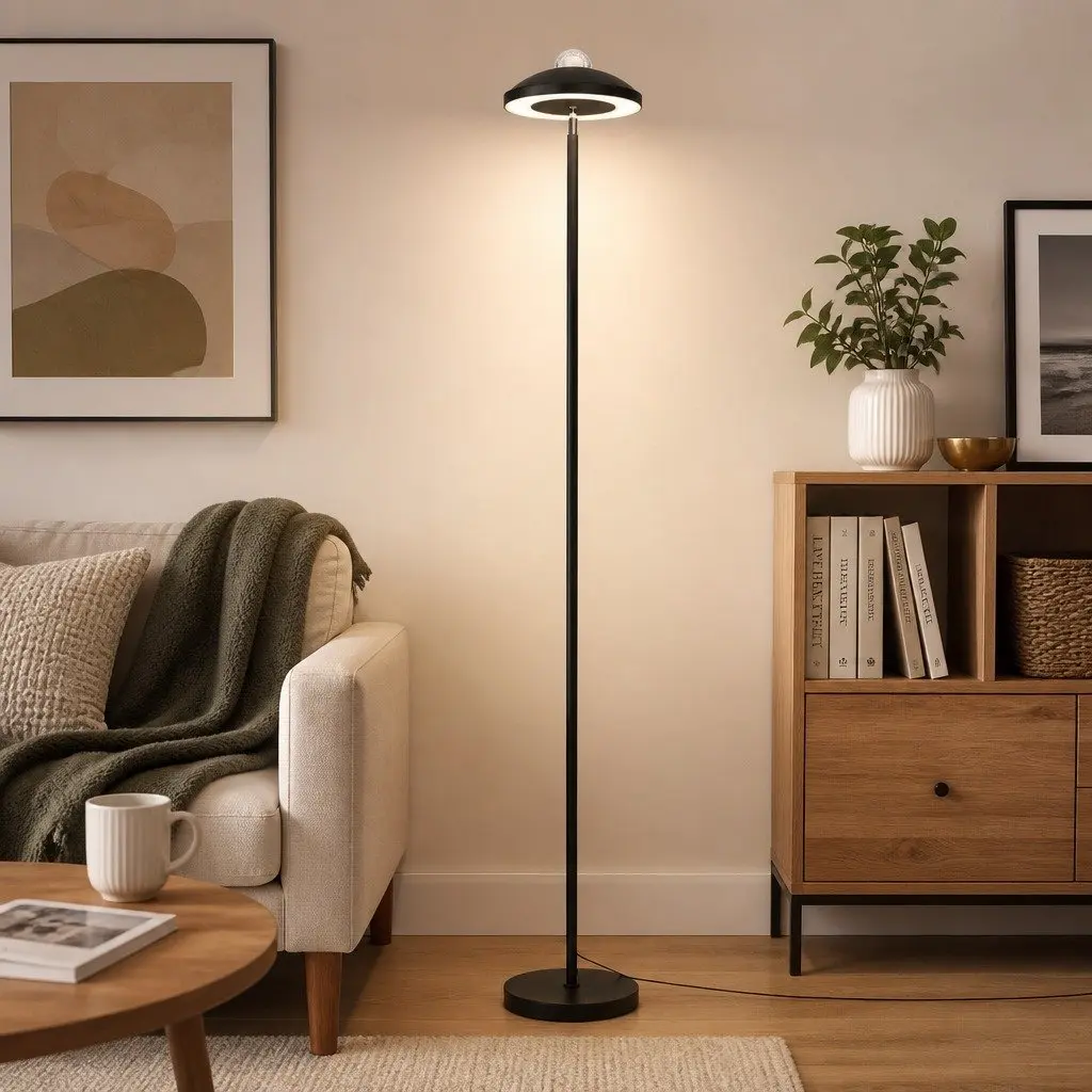 LED Floor Lamp Black 178cm Adjustable Torchiere with Galaxy Projector and Remote Control