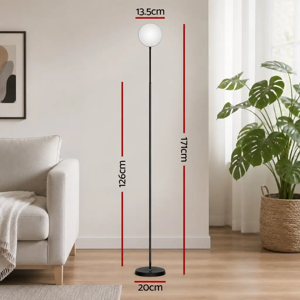 LED Floor Lamp Black 1.5m Remote Control Adjustable Brightness Colour Temperature