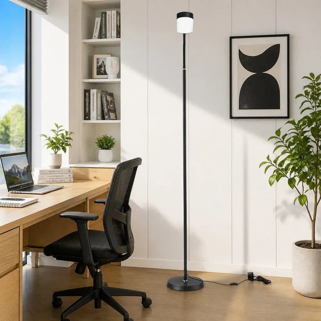LED Floor Lamp Black 174cm Remote Control Adjustable Gooseneck 4 Colour Temperature