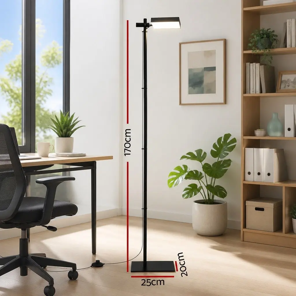LED Floor Lamp Black 170cm 360 Rotating Adjustable Head 12W Standing Light Reading Bedroom