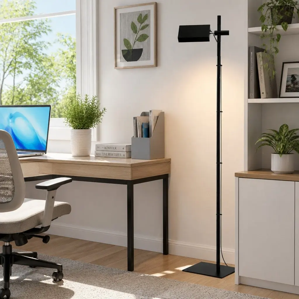 LED Floor Lamp Black 170cm 360 Rotating Adjustable Head 12W Standing Light Reading Bedroom