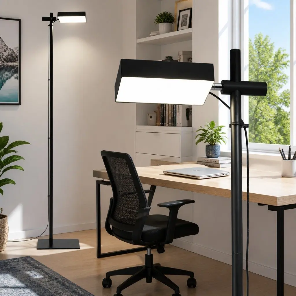 LED Floor Lamp Black 170cm 360 Rotating Adjustable Head 12W Standing Light Reading Bedroom