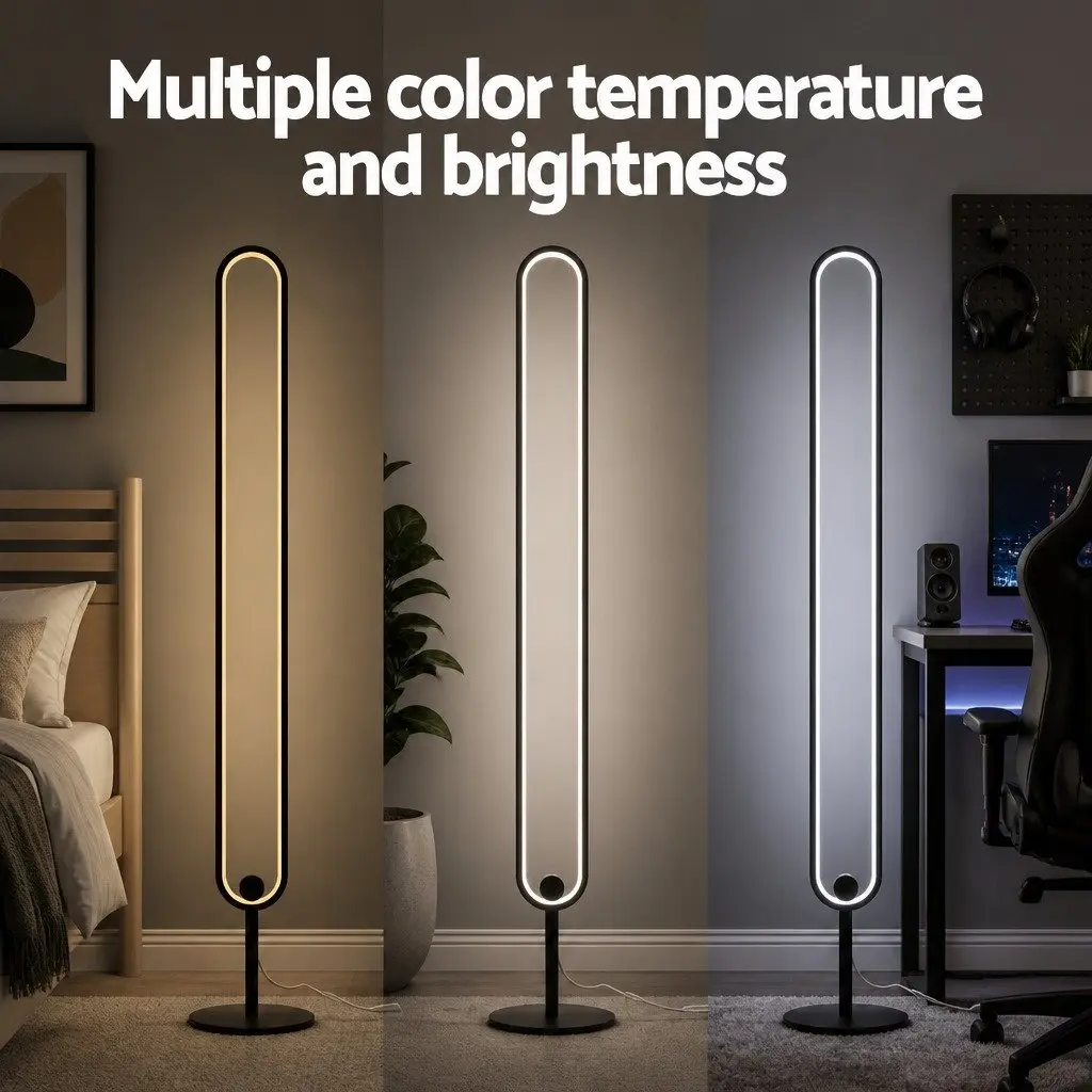 RGB LED Floor Lamp Black 1.18M Remote Control Corner Light