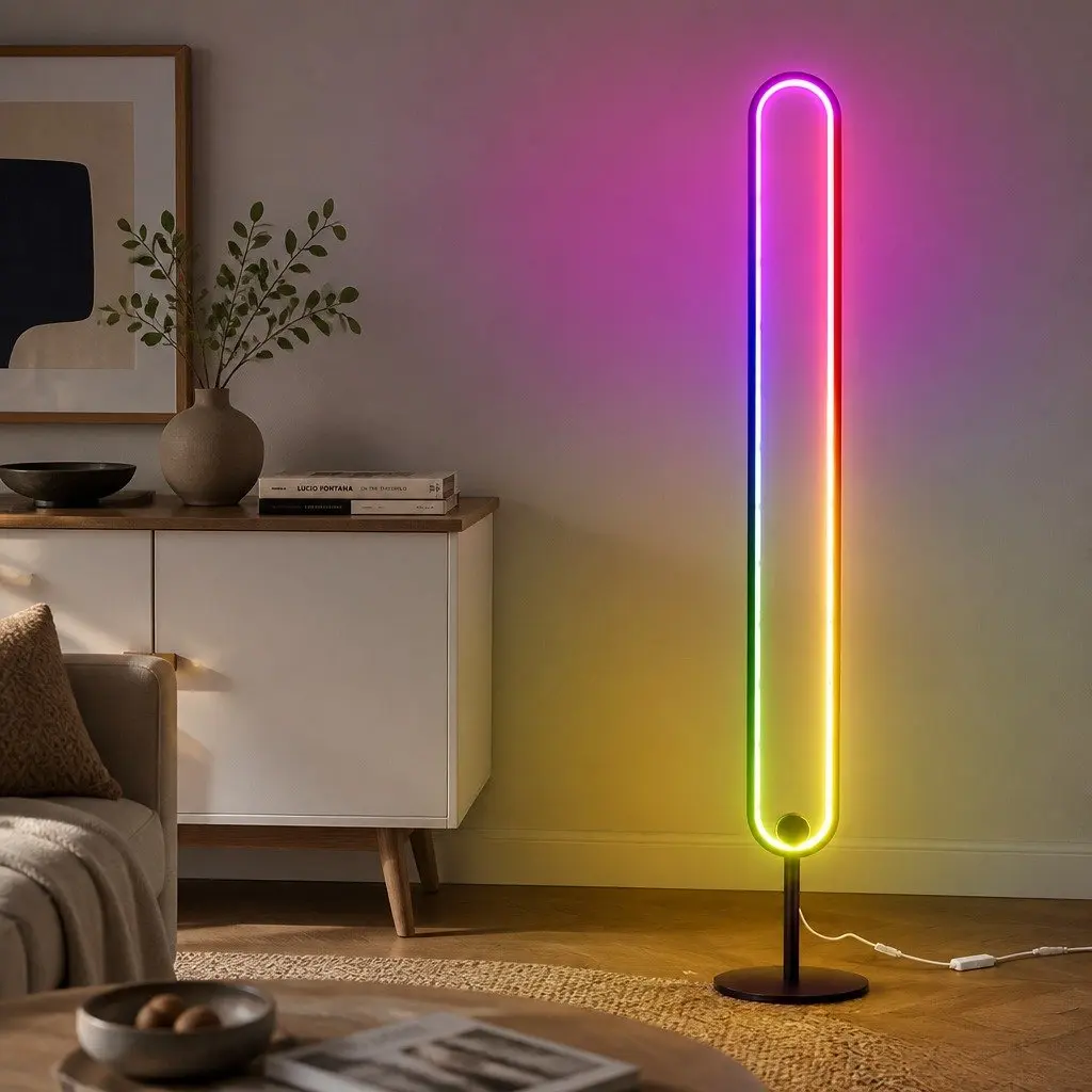 RGB LED Floor Lamp Black 1.18M Remote Control Corner Light