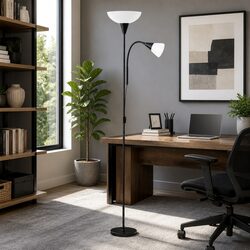 Compact Black Floor Lamp with Efficient Lighting