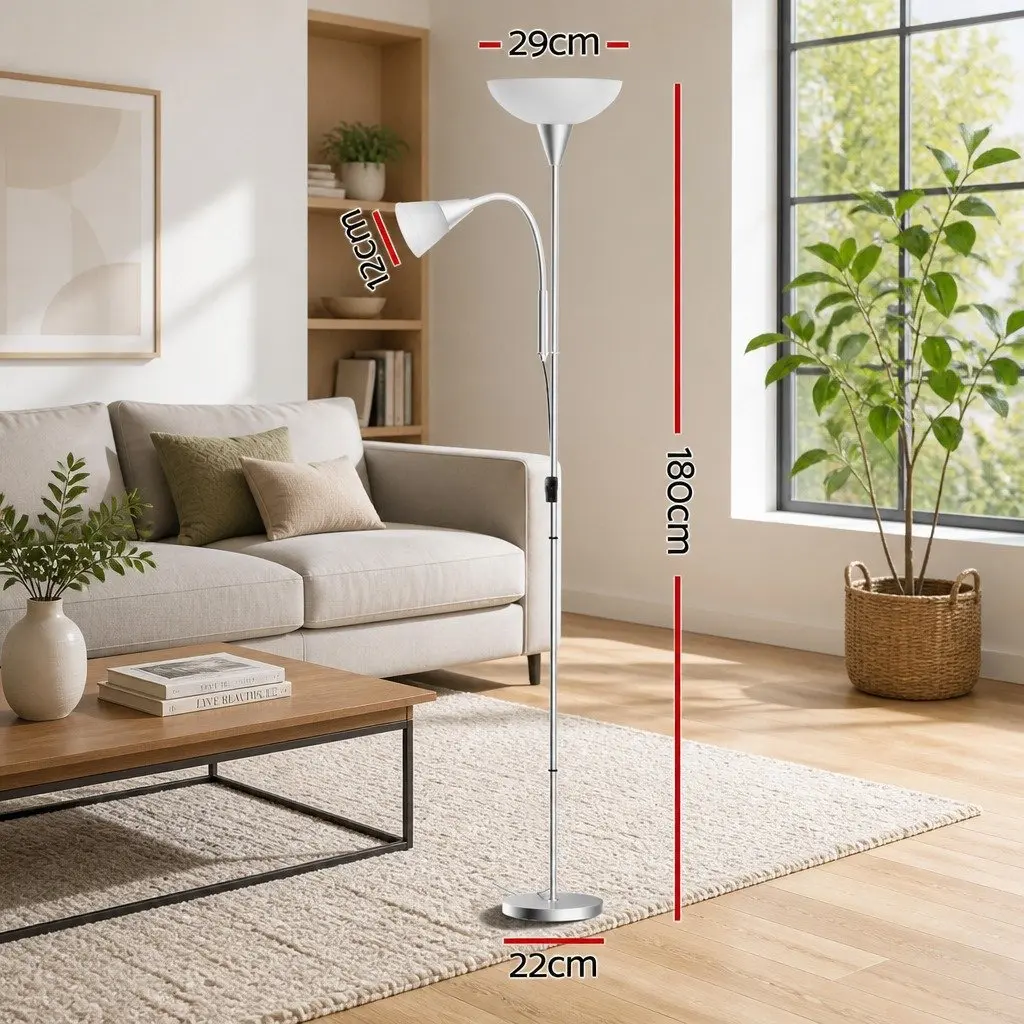 Mother and Child Floor Lamp Silver Modern Standing Light Living Room Office
