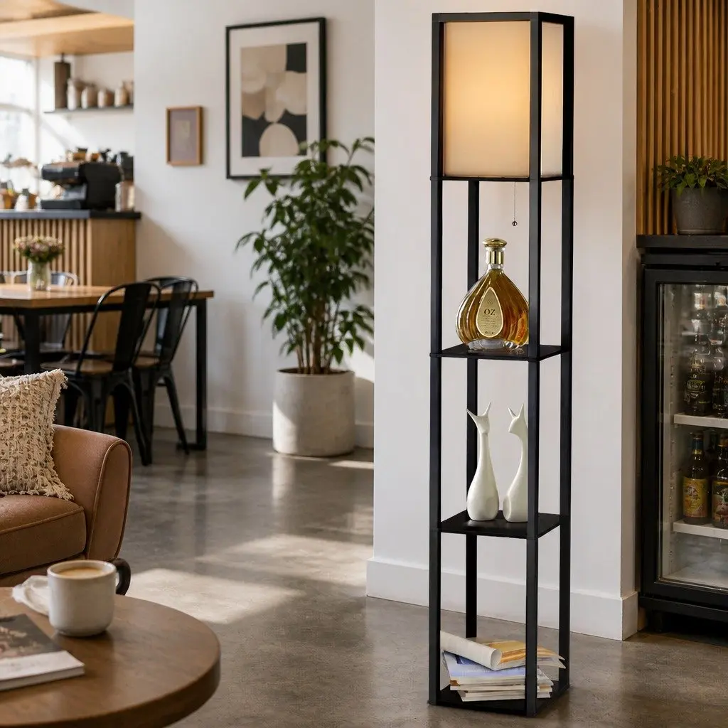 Floor Lamp with 3-Tier Shelf