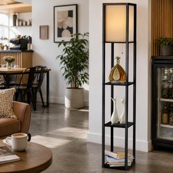 Compact and Reliable Floor Lamp with 3-Tier Shelf