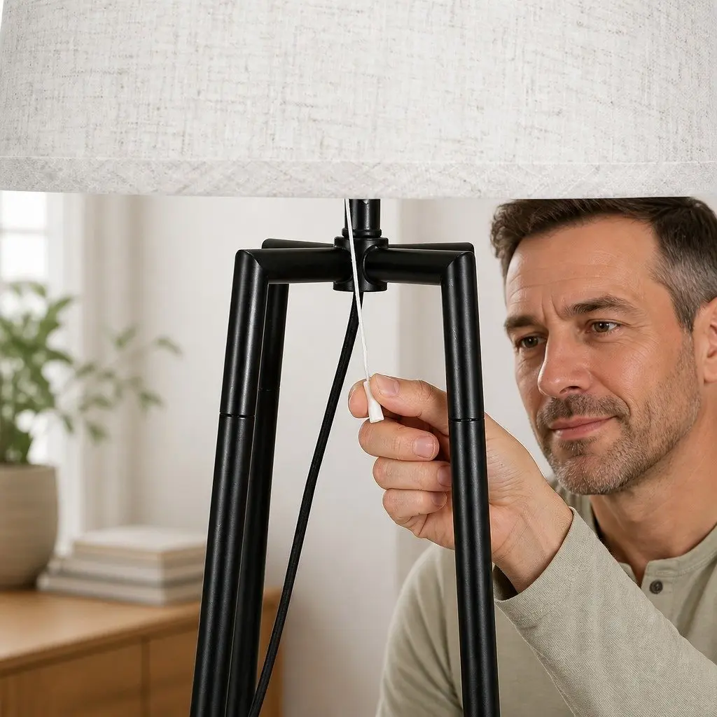 Floor Lamp with 2 Tier Shelf Storage LED Light Stand Modern Tripod Design