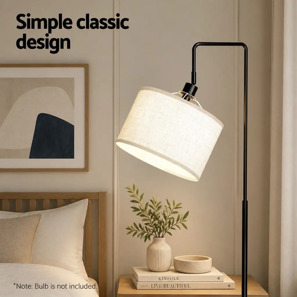 Floor Lamp with 2 Tier Shelf Storage LED Light Stand Adjustable Head Black