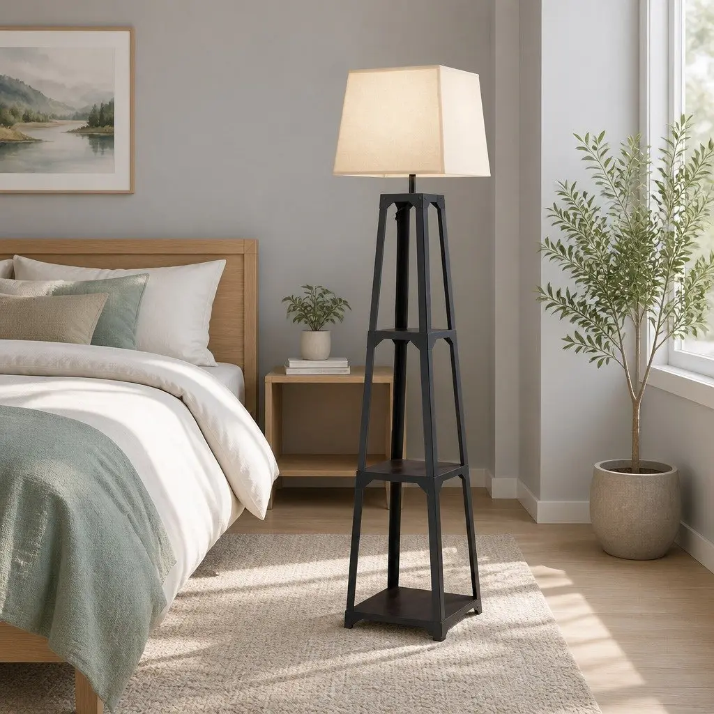 Floor Lamp with Storage and Easy Setup