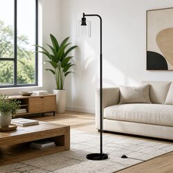 Floor Lamp Light Stand Modern Glass Shade Reading Study Living Room Bedroom