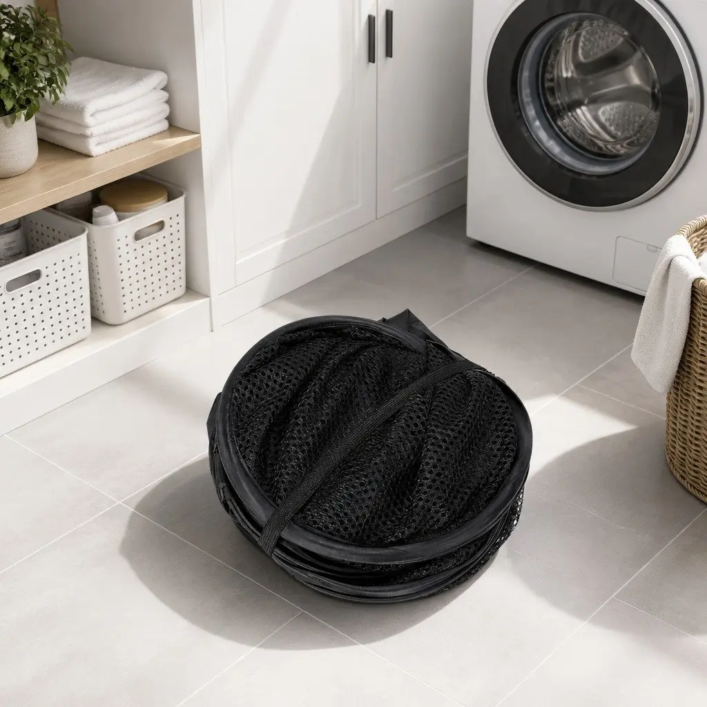 Foldable Laundry Basket Hamper Storage Organiser Black 2 Pack Ventilated