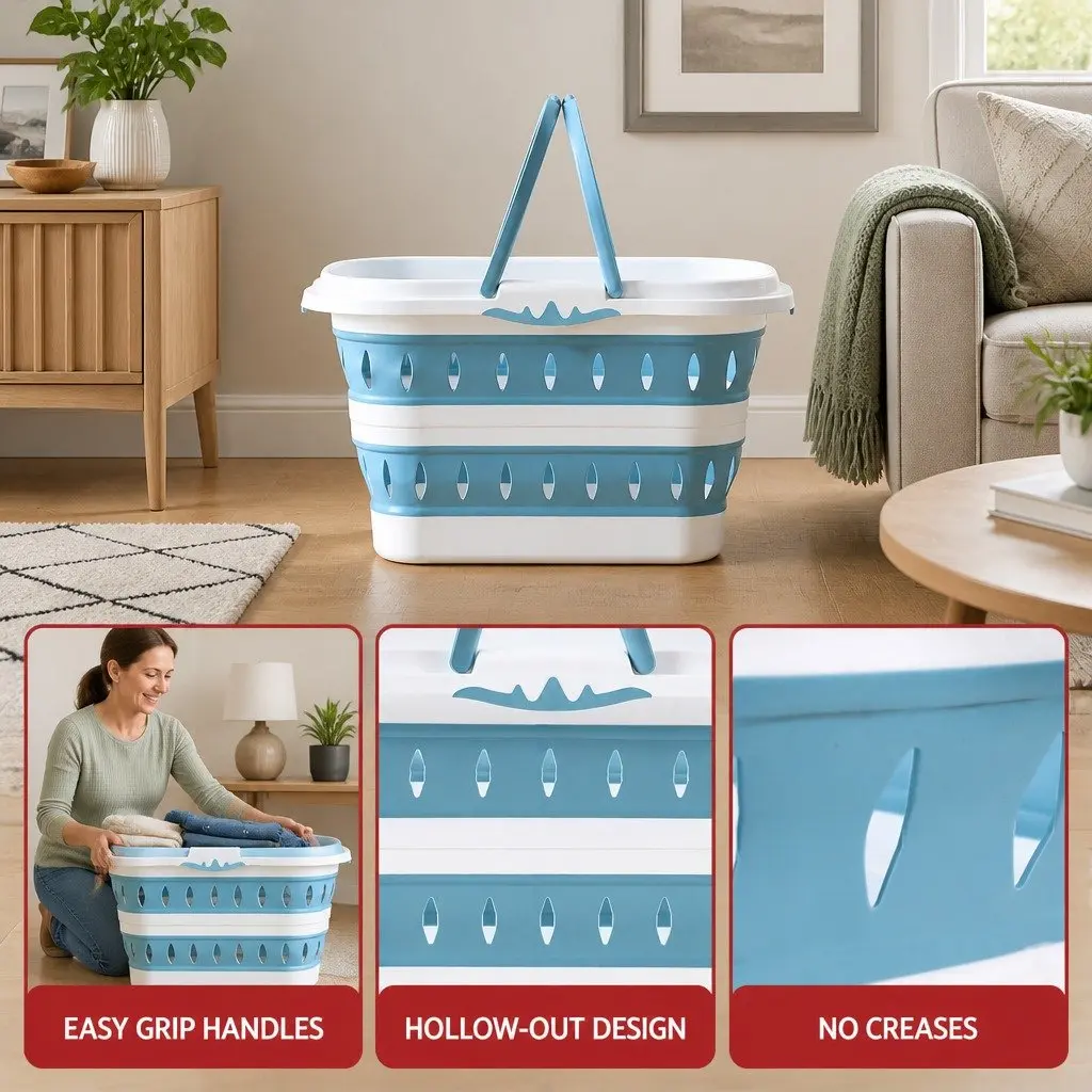 Large Foldable Laundry Basket Hamper Clothes Storage Organiser Ventilated