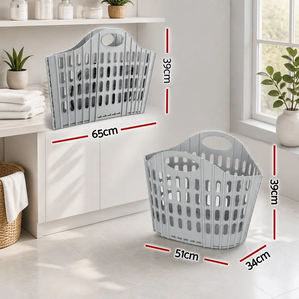 Foldable Laundry Basket Hamper Large Capacity Clothes Storage Organiser Grey