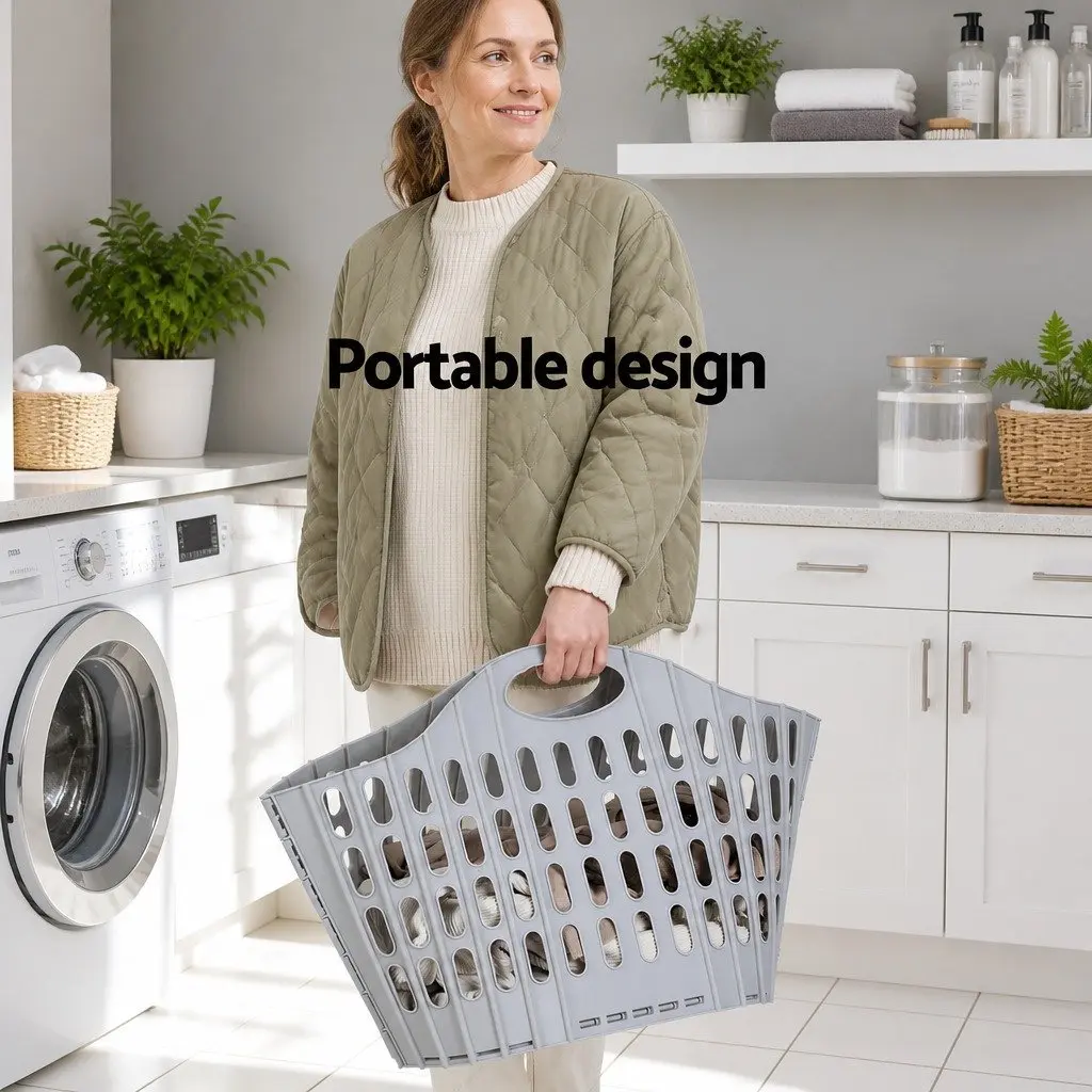 Foldable Laundry Basket Hamper Large Capacity Clothes Storage Organiser Grey