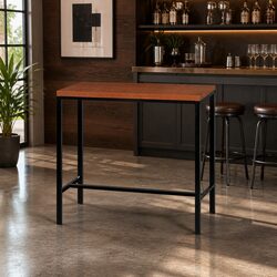 Bar Table 100CM Rectangular Industrial Design MDF Top Steel Frame Brown Black