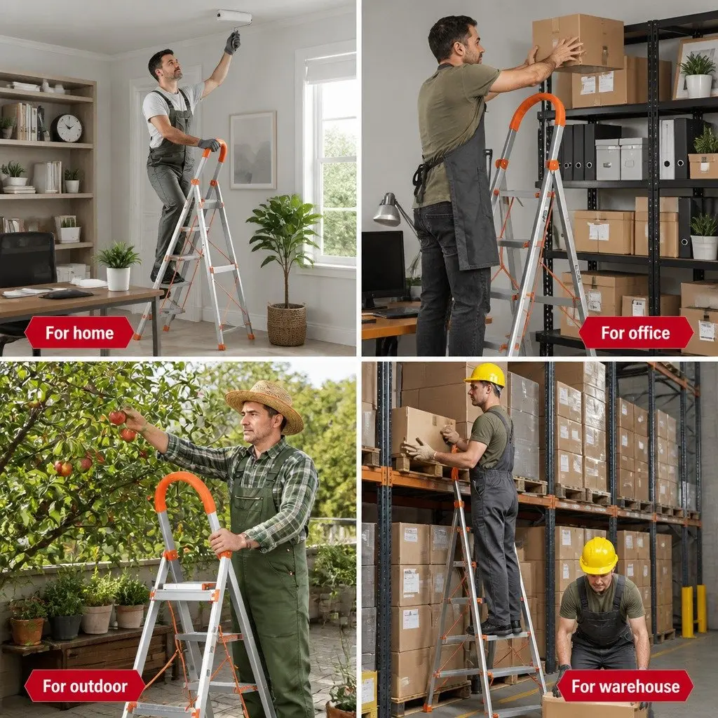 6 Step Ladder Folding Aluminium Multi-Purpose Non-Slip Platform Home Work