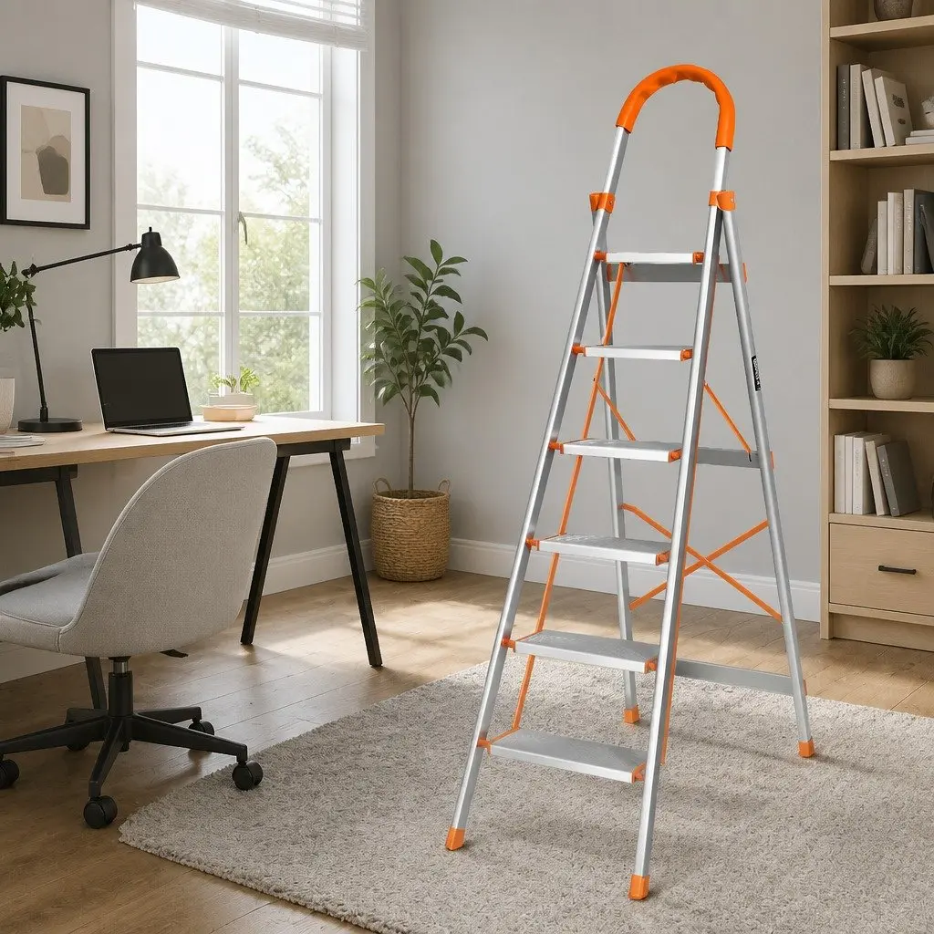 6 Step Ladder Folding Aluminium Multi-Purpose Non-Slip Platform Home Work