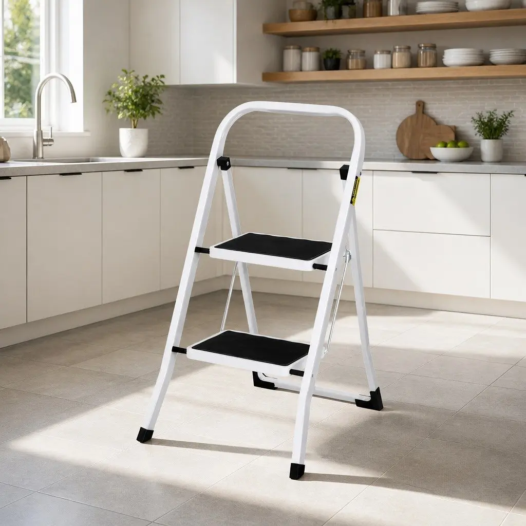 2 Step Ladder Folding Steel Multi-Purpose Platform Light Weight Home Work