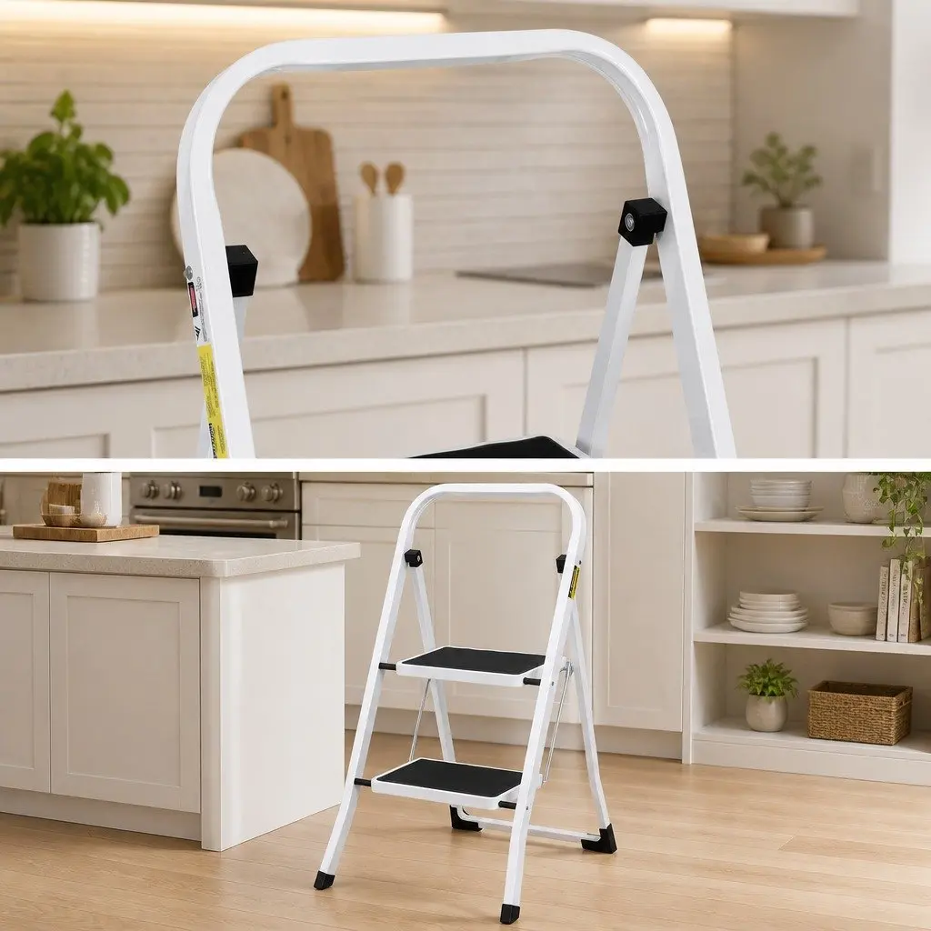 2 Step Ladder Folding Steel Multi-Purpose Platform Light Weight Home Work