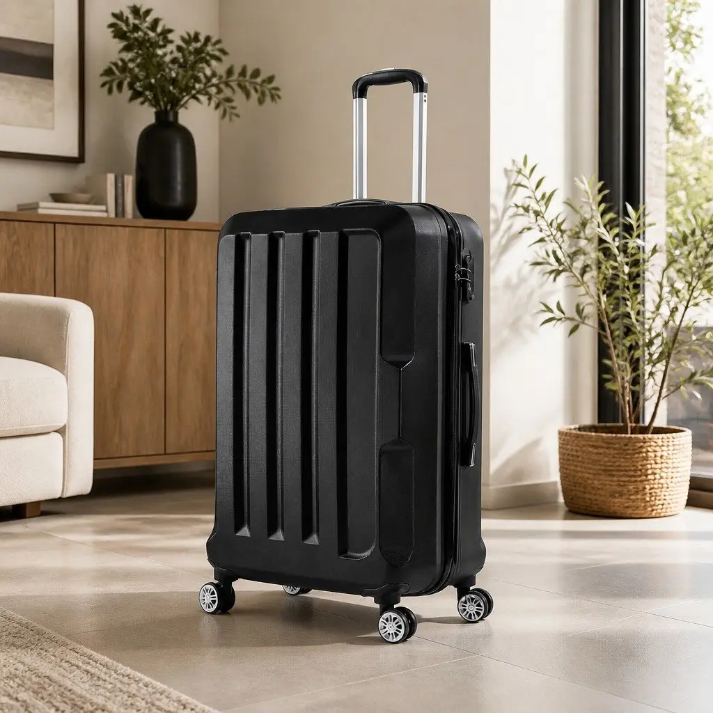 20" Hard Shell Suitcase Black Lightweight Carry On Travel Luggage