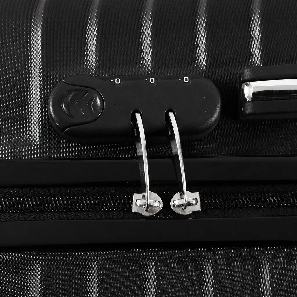 20 Inch Carry On Suitcase Black Anti-Theft Lock Dual Wheels