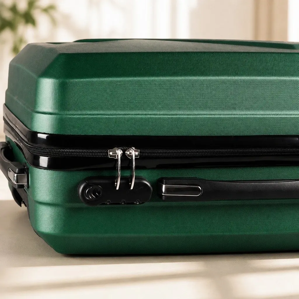 Travel Luggage Set Green 20" Suitcase 12" Vanity Bag Carry-On Trolley