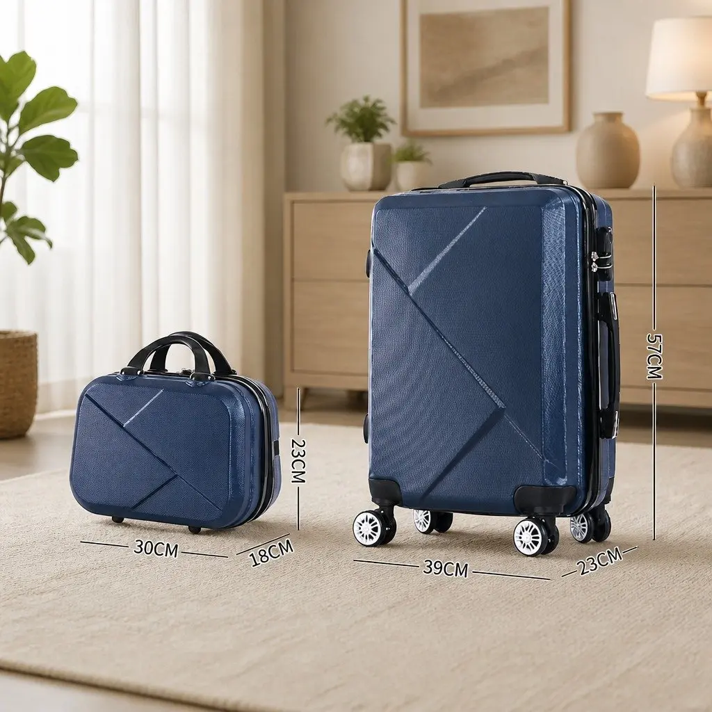 2pcs Luggage Set 20" Suitcase 12" Trolley Bag Travel Carry-on Wheels Handle Lock