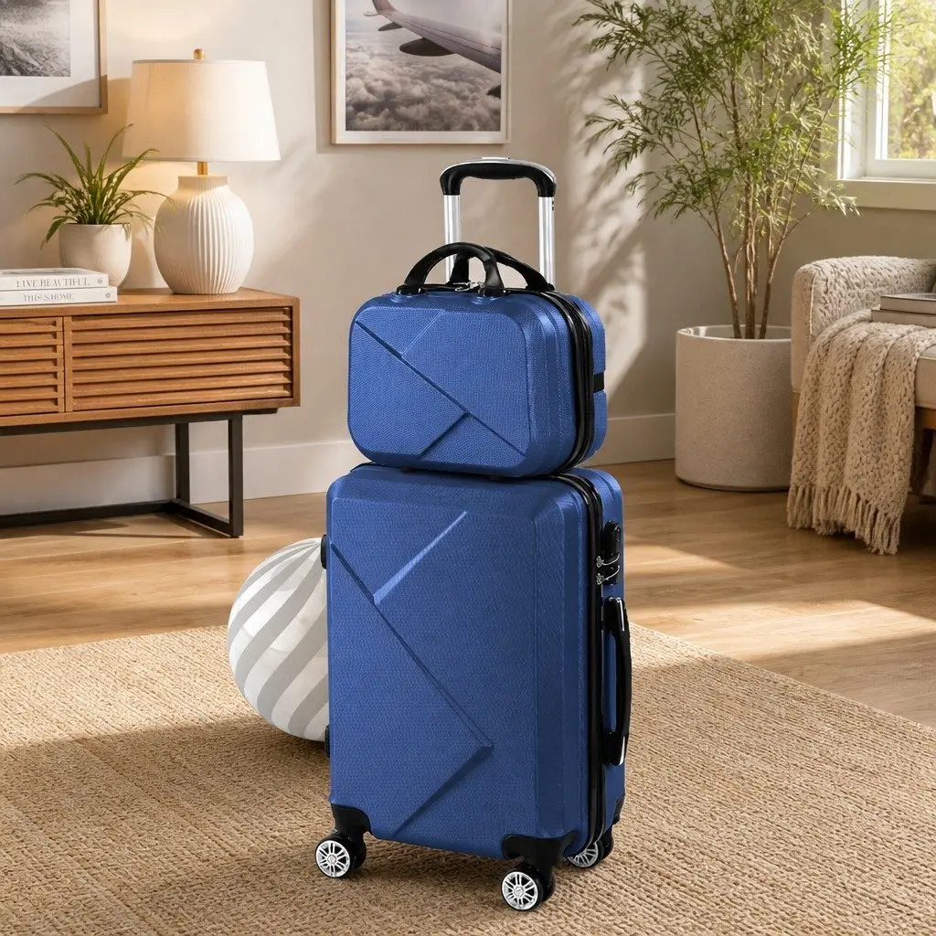 2pcs Luggage Set 20" Suitcase 12" Trolley Bag Travel Carry-on Wheels Handle Lock