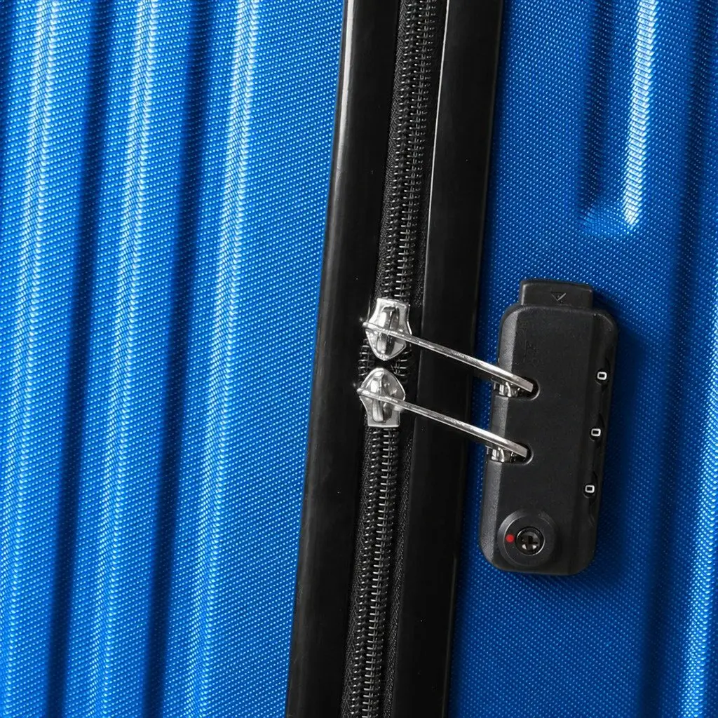 28 Inch Luggage Suitcase Blue Hard Shell Spinner Wheels Combination Lock