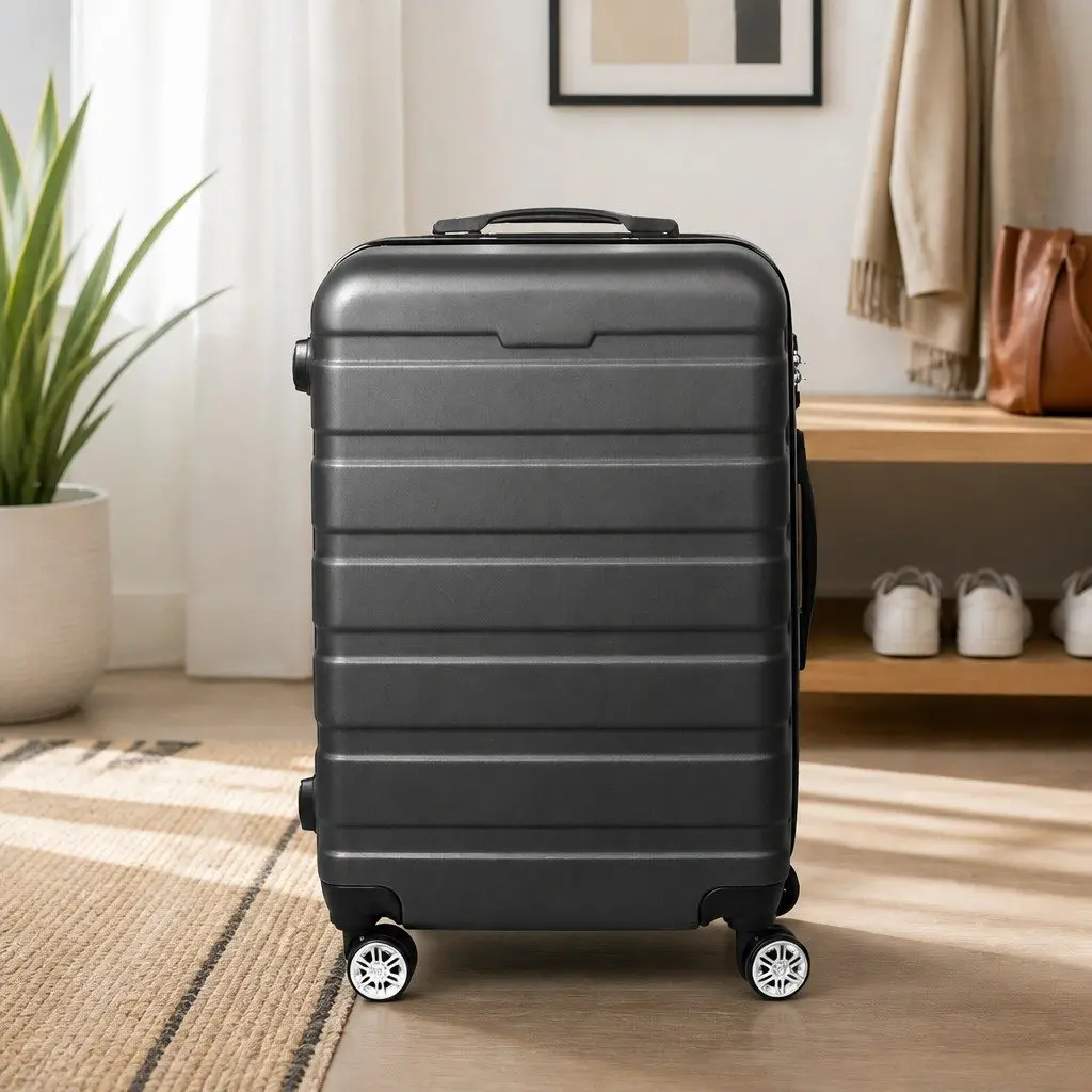 20 Inch Carry On Luggage Case Rose Gold Lightweight Travel Suitcase Spinner Wheels Retractable Handle