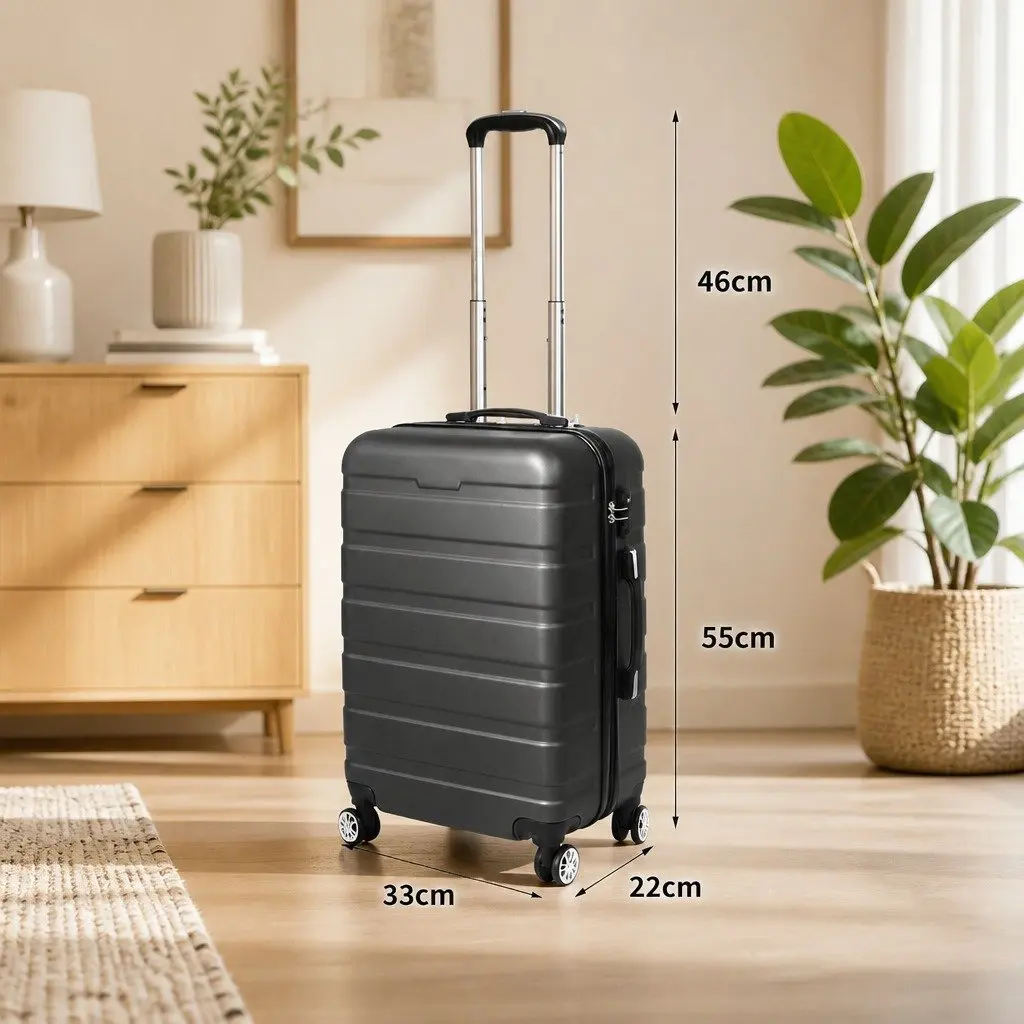 20 Inch Carry On Luggage Case Rose Gold Lightweight Travel Suitcase Spinner Wheels Retractable Handle