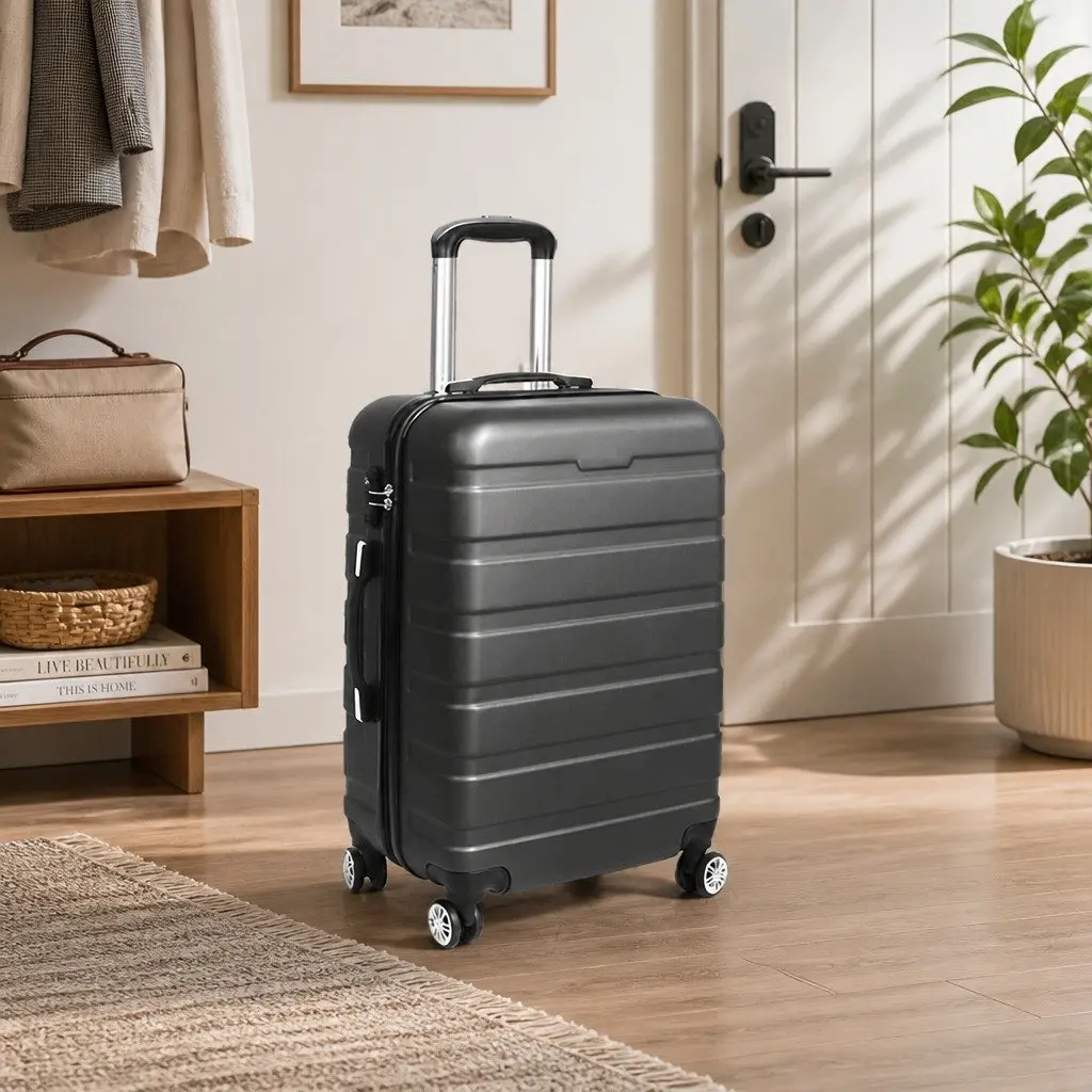 20 Inch Carry On Luggage Case Rose Gold Lightweight Travel Suitcase Spinner Wheels Retractable Handle