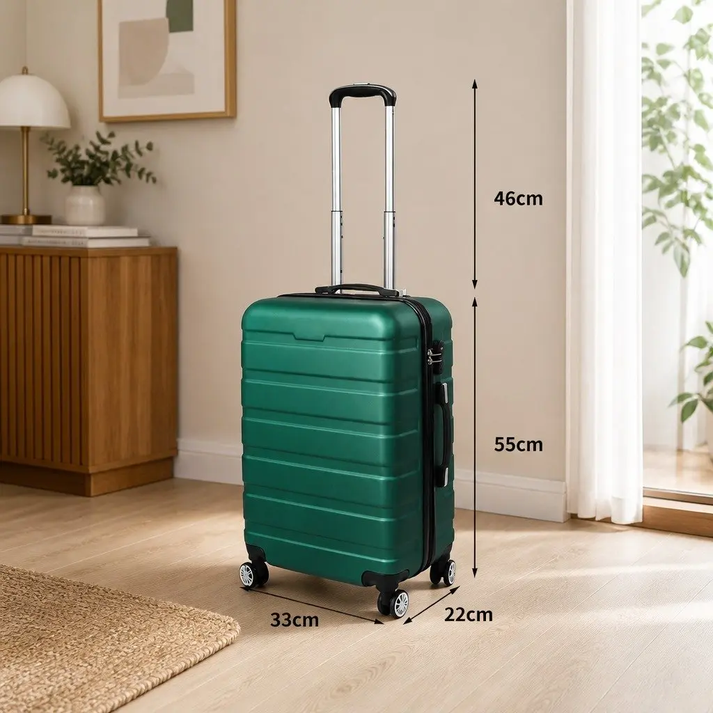 Carry On Luggage Case Green 20 Inch Hard Shell Suitcase with Combination Lock
