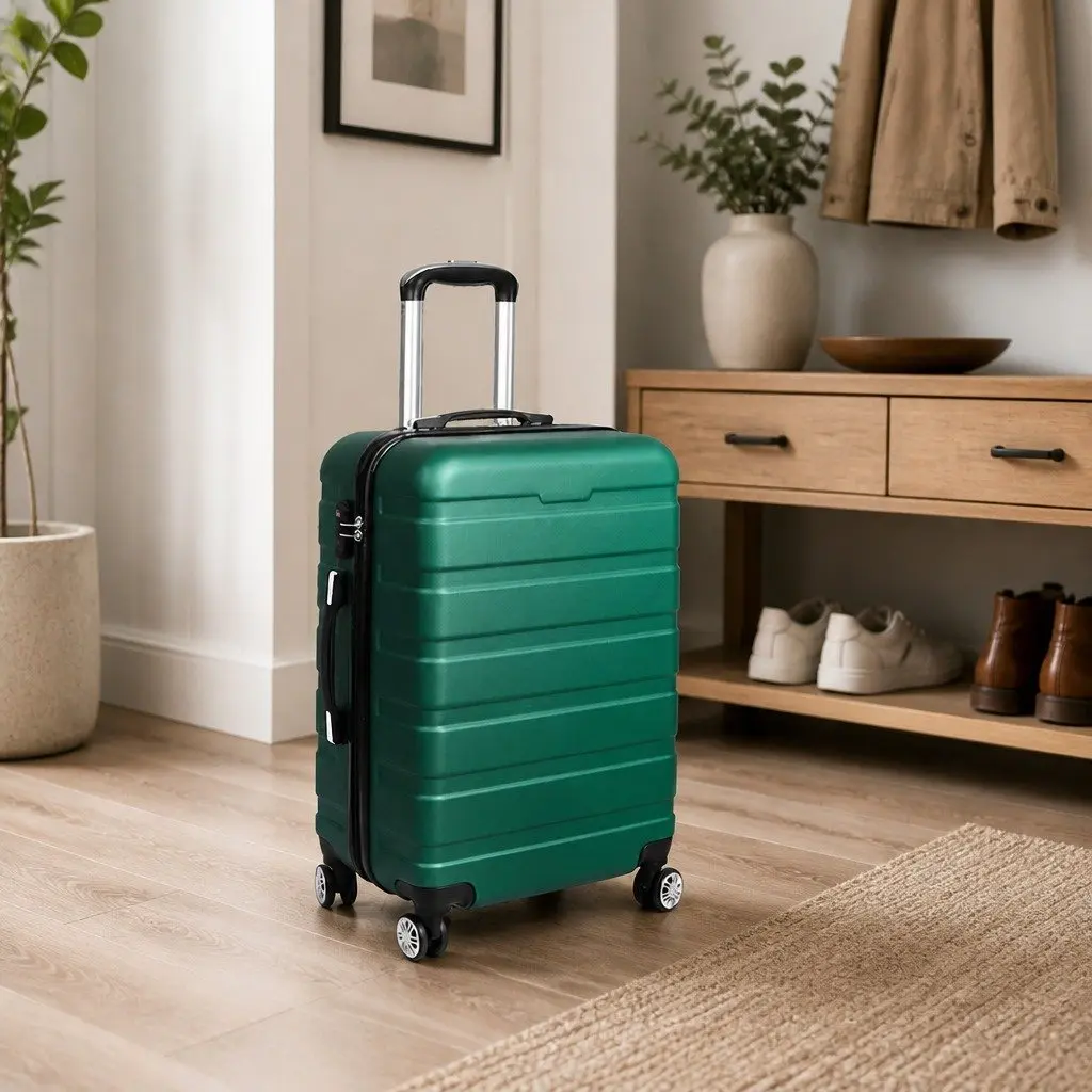Carry On Luggage Case Green 20 Inch Hard Shell Suitcase with Combination Lock