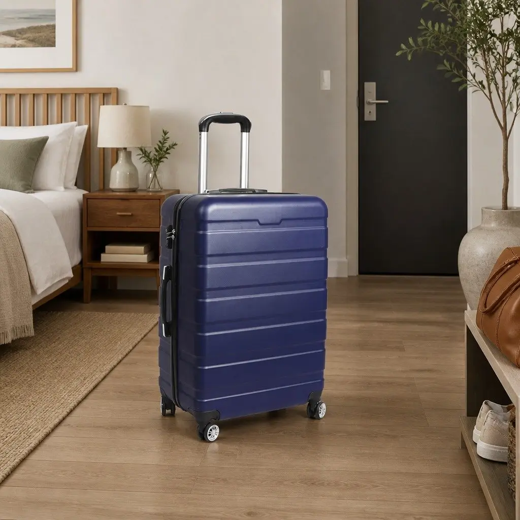 20 Inch Luggage Suitcase Navy Lightweight Carry On Travel Case