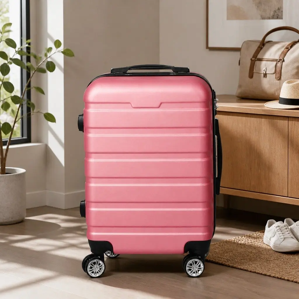 20 Inch Carry On Luggage Suitcase Hard Shell Lightweight Travel Case Rose Gold